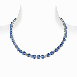 Sri Lanka Blue Sapphire Diamonds 39.25 Carats Necklace Gold 14K