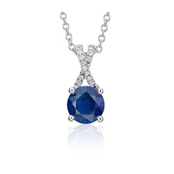 Sri Lanka Blue Sapphire Diamonds Round Cut 2.65 Ct Pendant Necklace