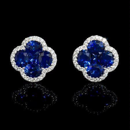 Sri Lanka Sapphire Diamond Cluster Women Gold Earring   Gemstone Earring