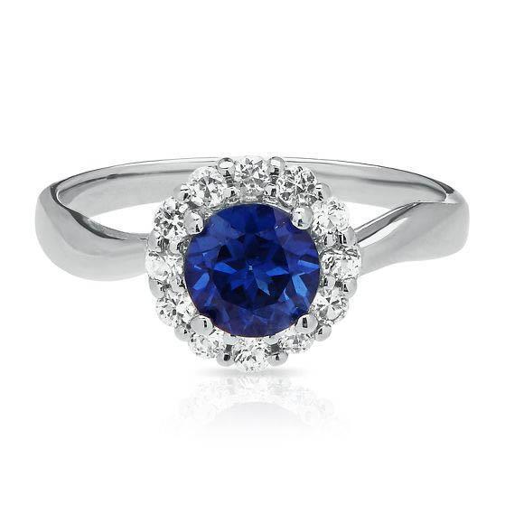 Sri Lanka Sapphire Diamond Ring White Gold   Elegant Woman's Gemstone Ring
