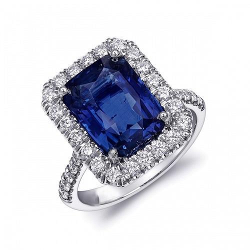 Sri Lanka Sapphire Diamonds 4.30 Carats Wedding RingGold White Gemstone Ring