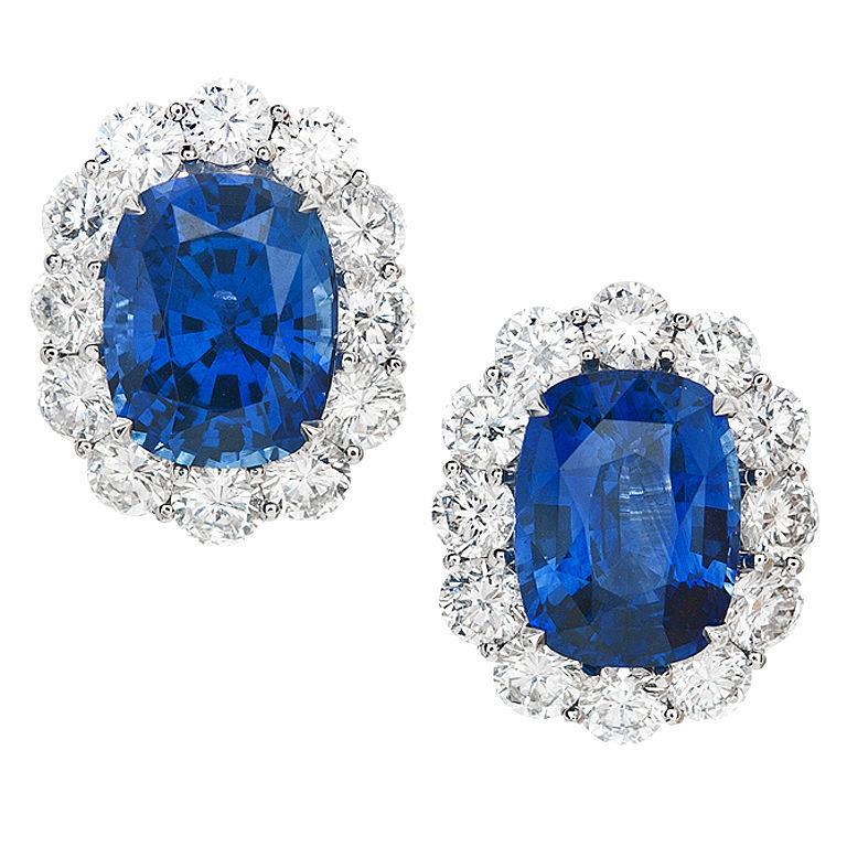 Sri Lanka Sapphire Diamonds    Women Studs Earring White Gold Gemstone Earring