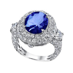 Sri Lankan Sapphire Diamonds 6 Carat Wedding Anniversary Ring