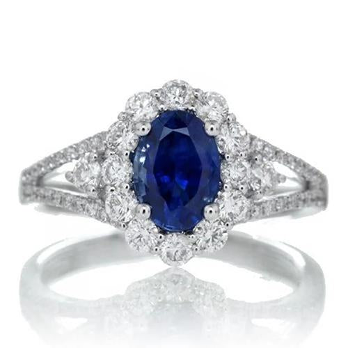 Womans Sri Lankan Sapphire Fine Jewelry Diamond White Gold  Jewelry Gemstone Ring