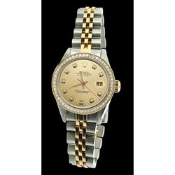 Ss & Gold Date Just Lady Watch Diamond Dial Bezel Rolex