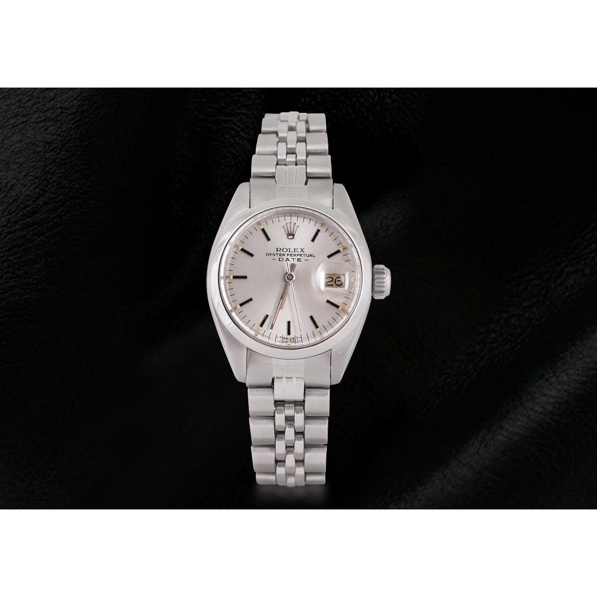 Ss Jubilee Lady Date Watch Silver Stick Dial Rolex Datejust Rolex