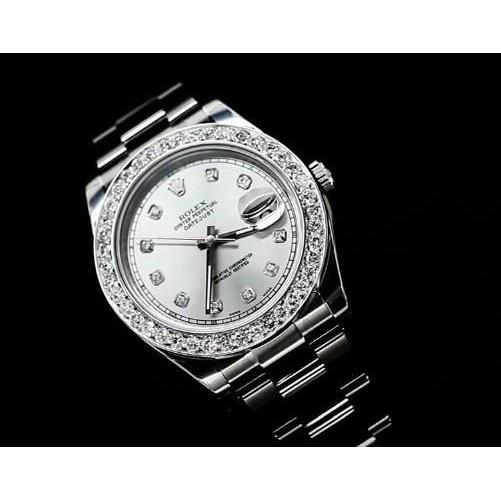 Stainless Steel Diamond Bezel Rolex Watch Silver Diamond Dial Ii Watch Bezel