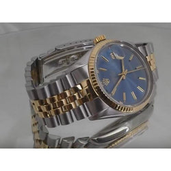 Stainless Steel & Gold Bracelet Rolex Datejust Men Watch Blue Dial QUICK SET