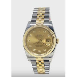 Stainless Steel & Gold Rolex Datejust Watch Champagne QUICK SET