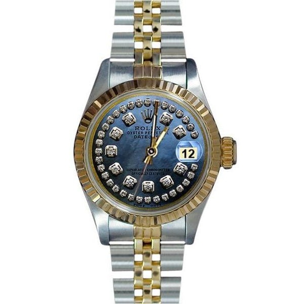 String Diamond Dial Datejust Rolex Ladies Watch Ss & Gold Rolex