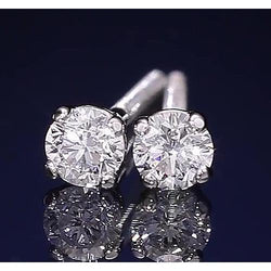Stud Earring 1.20 Carats Round Diamond Four Prong White Gold 14K