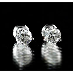 Stud Earring Martini Set Round Natural Earth Mined Diamond White Gold 14K