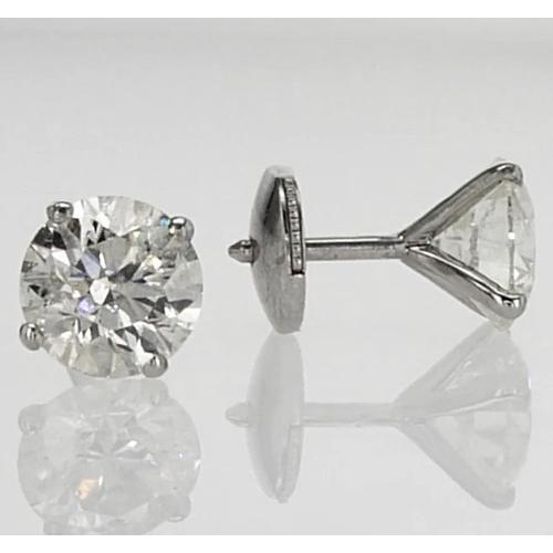  Fancy Princess Round Diamond White Gold Stud Earrings