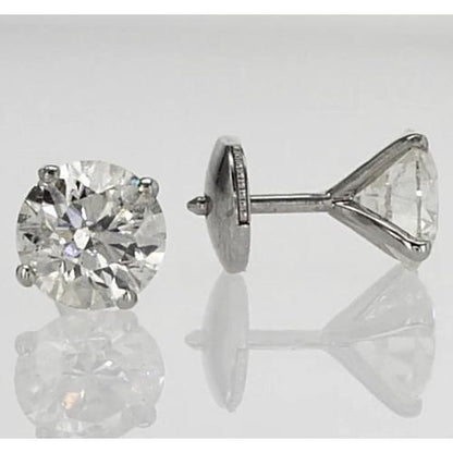  Fancy Princess Round Diamond White Gold Stud Earrings