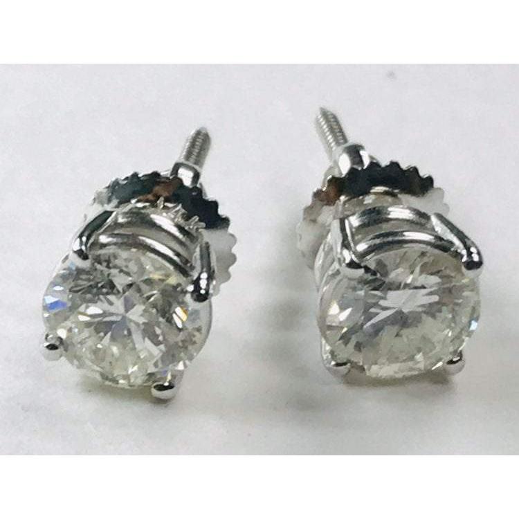 Stud Earrings 1.80 Carats White Gold Stud Earrings