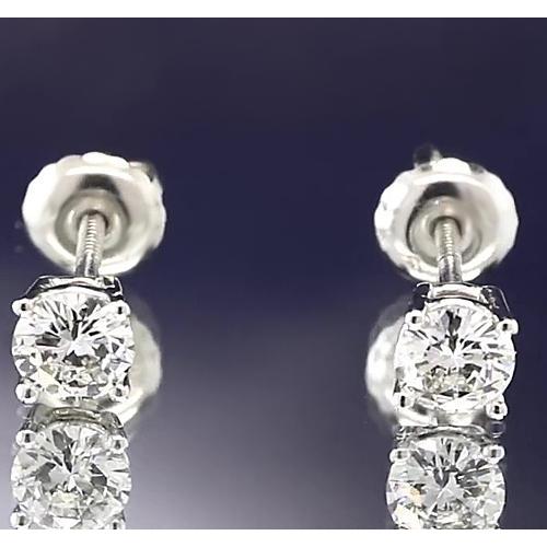 New Stud Earrings Round Diamond Jewelry White Gold Stud Earrings