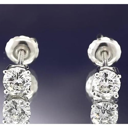 New Stud Earrings Round Diamond Jewelry White Gold Stud Earrings
