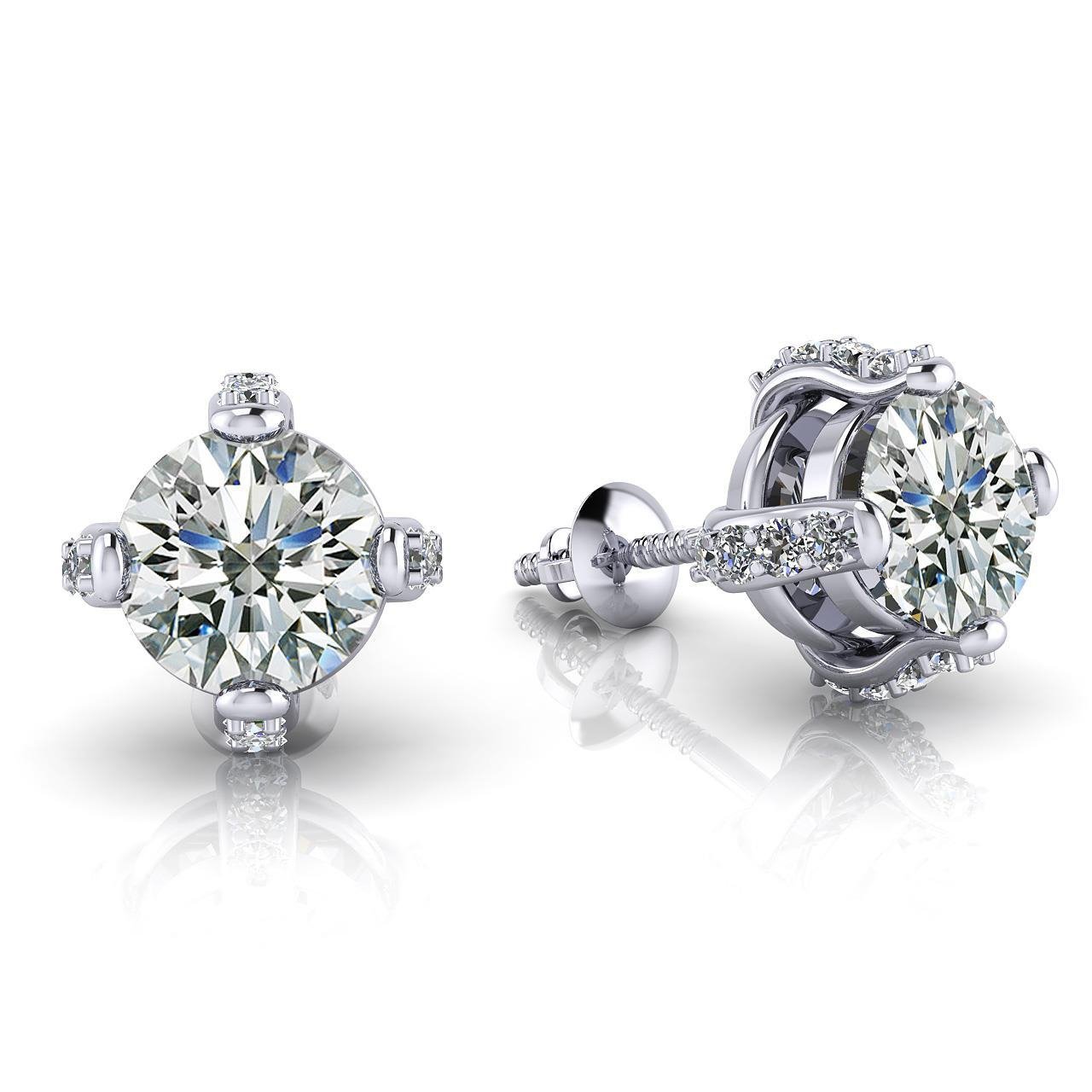  Sparkling Round Cut Wedding Stud Earrings White Gold Diamond  