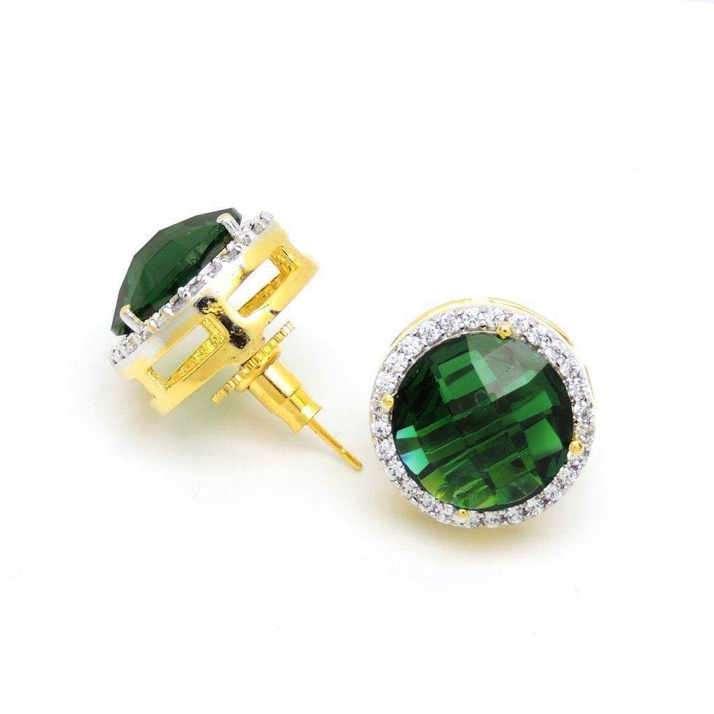 Stud Tourmaline  Lady’s  Round Diamond Earring Women Gold Gemstone Jewelry 