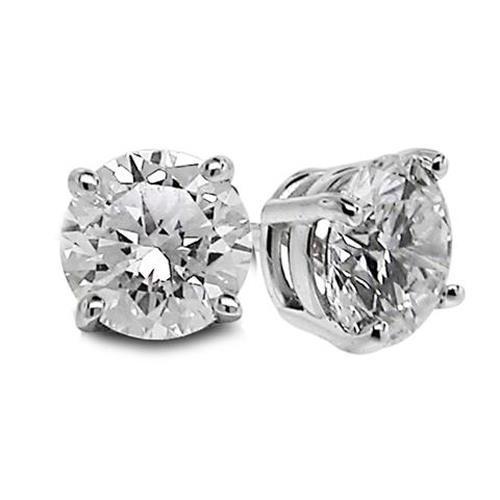 Stud Women Earring White Gold 14K Prong Set Round Diamond 1.90 Ct. Stud Earrings