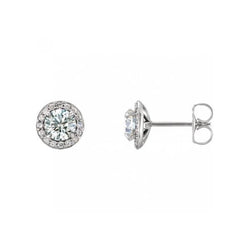 Brilliant Diamond Halo Stud Ladies Earrings 3.30 Carat White Gold 14K