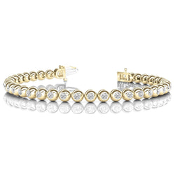 Real  Tennis Bracelet 14K YG Round Cut Diamonds Bezel Set 16.75 Carats
