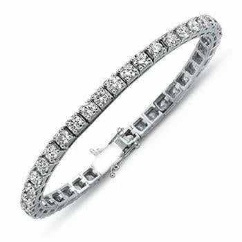 Tennis Bracelet 7.40 Carats Round Brilliant Cut Diamonds 14K White Tennis Bracelet