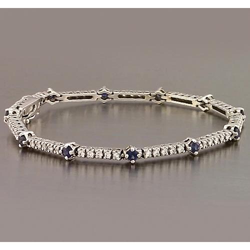  Tennis Bracelet Blue Sapphire & Diamond   White Gold