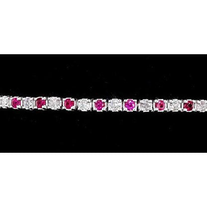 Lady’s Brilliant Engagement    Tennis Bracelet Diamond Pink Sapphire Prong Set   White Gold  