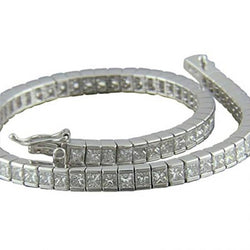 Real  Tennis Bracelet Lady Gold 7.20 Ct Channel Set Princess Cut Diamond