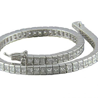 Tennis Bracelet Lady Gold  16 Ct Channel Set Princess Cut Diamond Tennis Bracelet