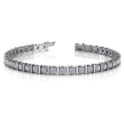Tennis Bracelet Solid Gold Jewelry 18.5 Carats Sparkling Round Shaped Diamonds Tennis Bracelet