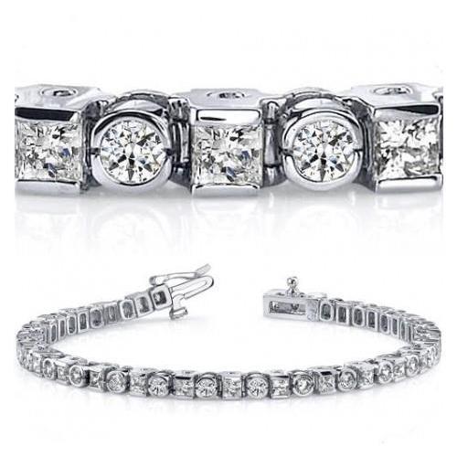 18ky 2 Row Princess Diamond Bracelet