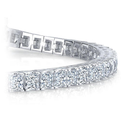Real  Princess Shaped Diamond Tennis Bracelet 13 Carat White Gold 14K