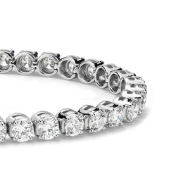 Real  Sparkling Round Cut Diamond Tennis Bracelet 6 Carat White Gold 14K