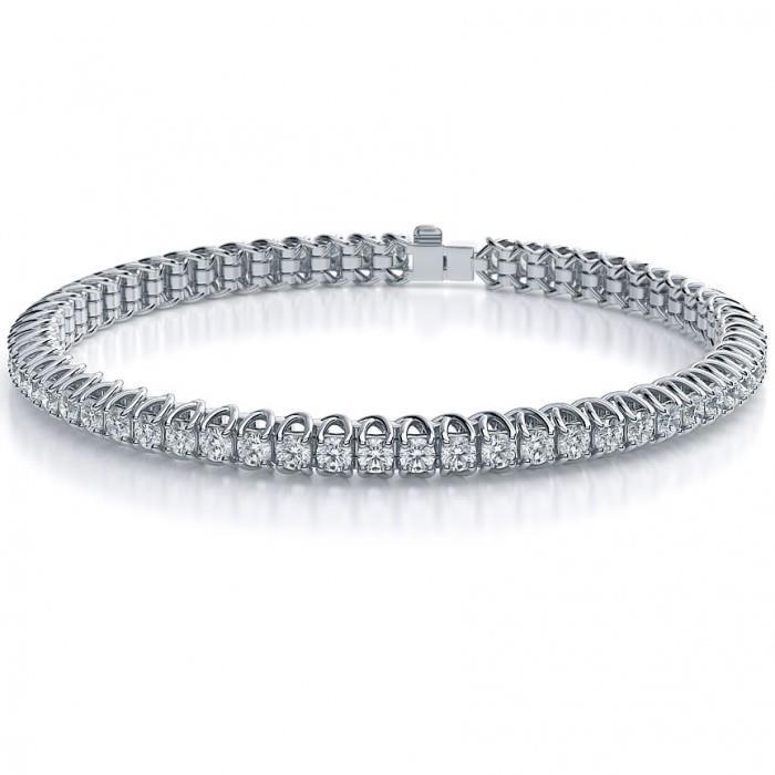 Tennis Bracelet White Gold Round Cut Sparkling 7.00 Carats Diamonds Tennis Bracelet