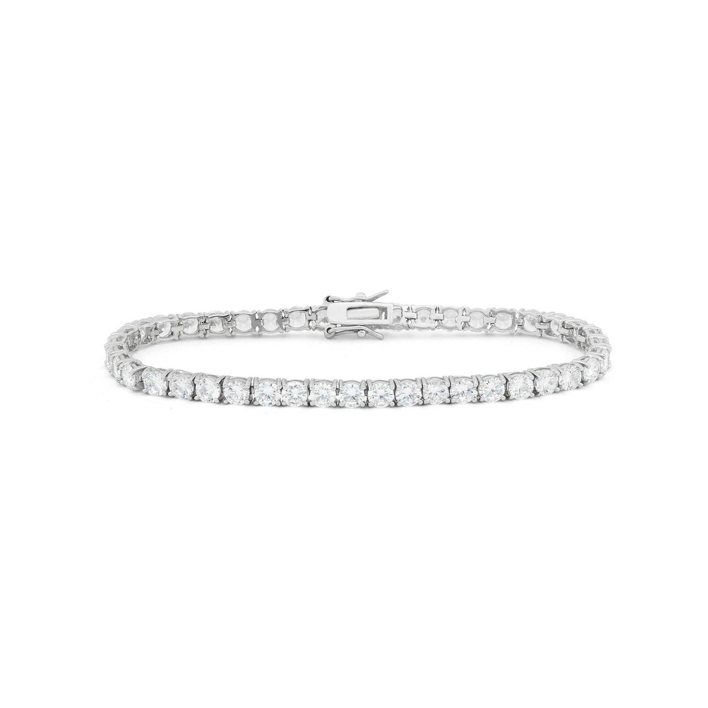 Tennis Bracelet White Gold Sparkling Round Cut Prong Set 6.40 Carats Diamonds Tennis Bracelet