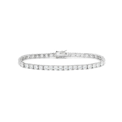 Tennis Bracelet White Gold Sparkling Round Cut Prong Set 6.40 Carats Diamonds Tennis Bracelet