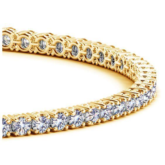 Tennis Women Bracelet Yellow Gold 14K New 5.00 Carats Round Cut Diamonds Tennis Bracelet