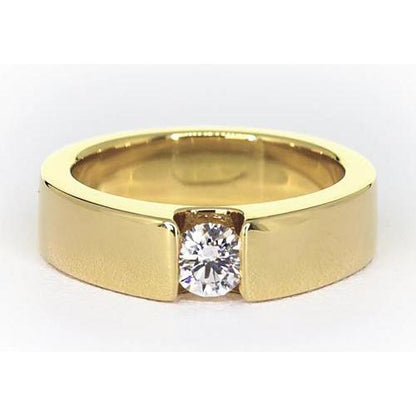 Tension Set Band Yellow Gold 14K Round Diamond 1 Carat Jewelry Men'S Ring Mens Ring