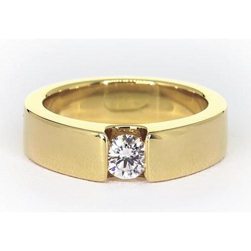 Tension Set Band Yellow Gold 14K Round Diamond 1 Carat Jewelry Men'S Ring Mens Ring