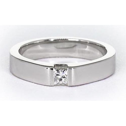 Tension Set Princess Cut Diamond Anniversary Ring White Gold 14K 0.75 Carats Mens Ring
