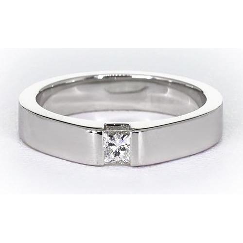 Tension Set Princess Cut Diamond Anniversary Ring White Gold 14K 0.75 Carats Mens Ring
