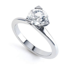3 Prong Set Round 1.75 Carats Natural Earth Mined Diamond Solitaire Ring White Gold 14K