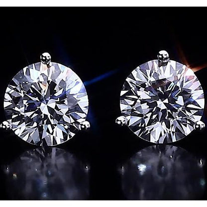 New Design Three Prong  Round Diamond Jewelry Stud Earrings