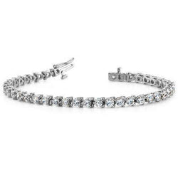 Three Round Lab grown Diamond Tennis Bracelet White Gold Fine Jewelry 8 Ct.