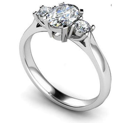 3 Stone 2.70 Ct Sparkling Diamonds Anniversary Ring White Gold 14K