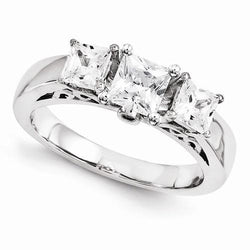 Three Stone Diamond Engagement Ring 2 Carats 14K White Gold