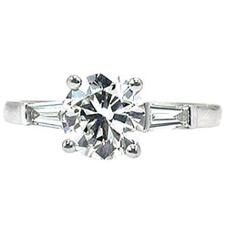 Three Stone Diamond Engagement Ring 2.11 Ct White Gold 14K