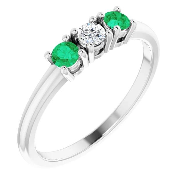 Ladies Three Stone Diamond  4 Prong Setting Women Jewelry Gemstone Ring